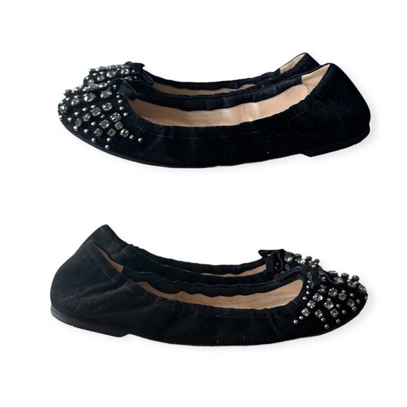 Prada Black Suede Jeweled Ballet Flats, size 39 EU, Original box, dust bag - Picture 4 of 14